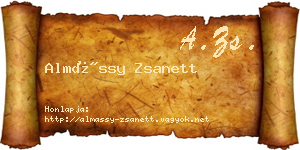 Almássy Zsanett névjegykártya